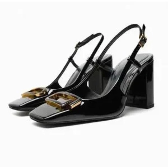 Zara Shoes - Zara EMBELLISHED BLOCK HEEL SLINGBACK SHOES